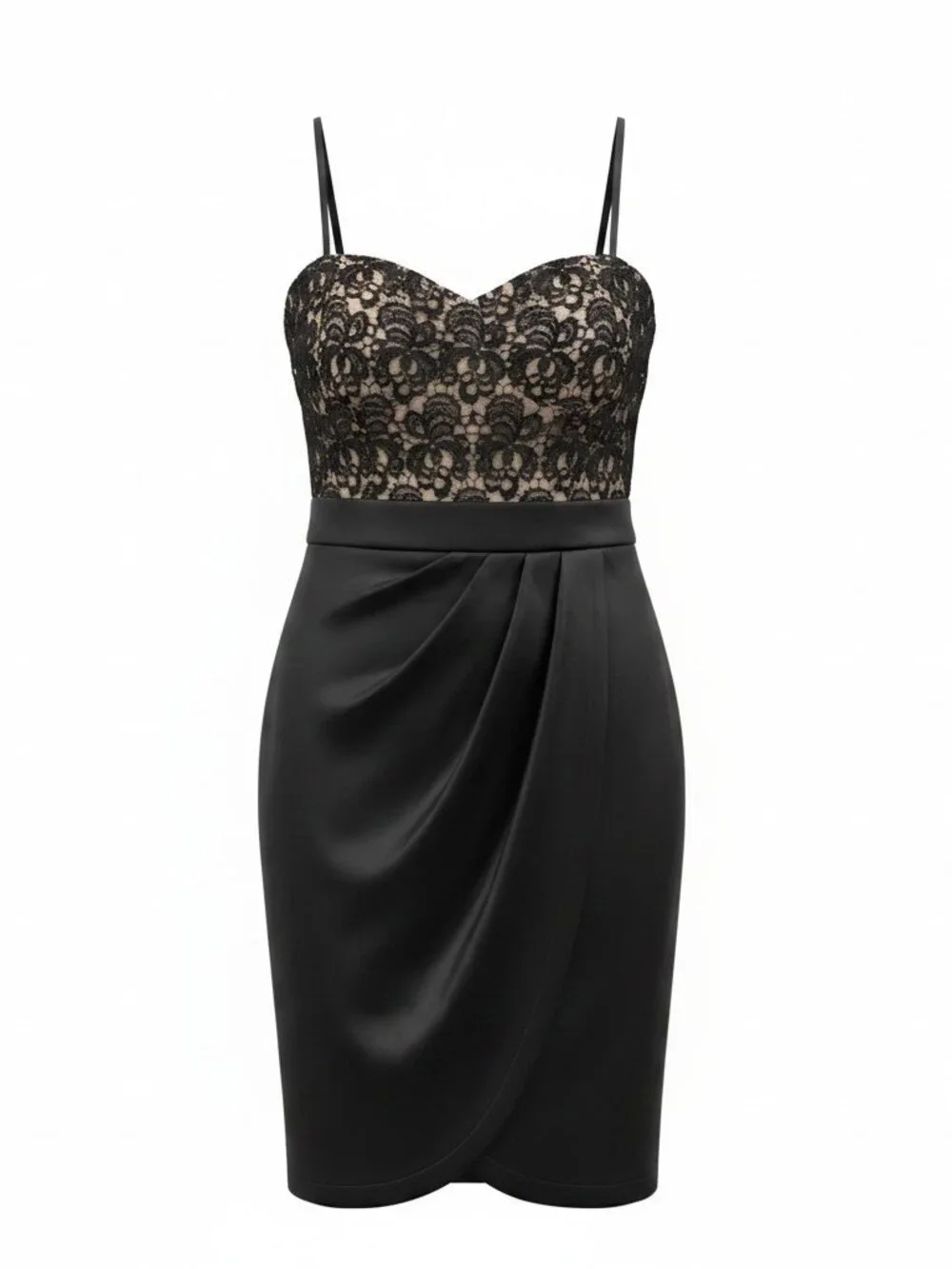 White House Black Market Lace Cocktail Dress Size 6 Black Satin Tulip Wedding